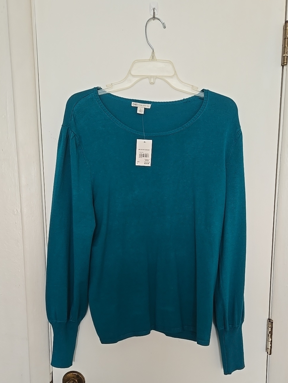 Cato Teal Long Sleeve Scoop Neck Knit Top